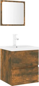 vidaXL Set de mobilier de baie, stejar fumuriu, lemn prelucrat