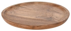 Platou rotund din lemn acacia, natur, 22.5 cm