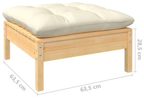 Set mobilier gradina cu perne crem, 11 piese, lemn masiv de pin maro si crem, 11