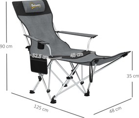 Outsunny Set de 2 Scaune de Camping Pliabile cu Suport pentru Picioare Detașabil, 82x100x88 cm, Negru | Aosom Romania
