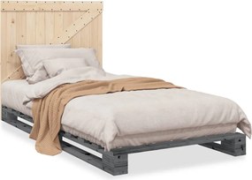 vidaXL Cadru de pat cu tăblie, gri, 100x200 cm, lemn masiv de pin