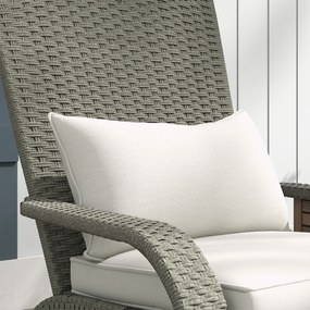 Outsunny Scaun Adirondack cu taburet din rachita pentru terasa, Scaun de exterior pentru semineu cu perne, spatar inalt | Aosom Romania