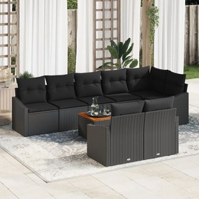 vidaXL Set de canapea cu 9 piese, perne, din ratan poly și acacia