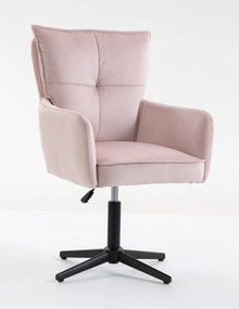 HR250CROSS Scaun Catifea Roz Pudra Bază Neagră