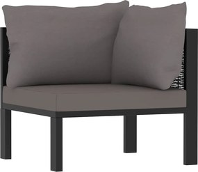 vidaXL Canapea de colț modulară, cotieră stânga, antracit, poliratan