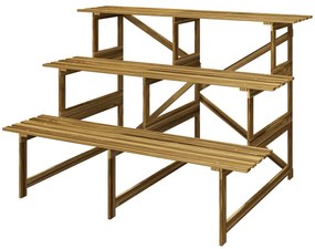 Suport de plante Outsunny cu 3 etaje, pliabil, înalt de 78 cm, stand de flori pentru interior și exterior, raft de plante din lemn, suport de flori cu tăvi, scări de flori pentru sufragerie, balcon grădină, lemn natural | Aosom Romania