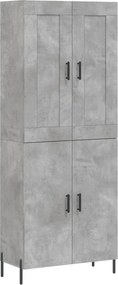 vidaXL Dulap înalt, gri beton, 69,5x34x180, lemn compozit