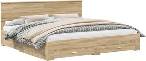 vidaXL Cadru de pat cu sertar Stejar Sonoma 200 x 200 cm Lemn compozit