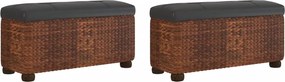 vidaXL Bănci de depozitare, 2 buc., cu pernă maro, 69 cm, papură