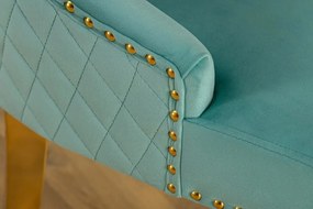 Set 2 scaune Stil Baroc, Catifea, Albastru Deschis, Metal, Auriu, Castle