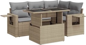 vidaXL Set canapele de grădină cu perne, 5 piese, bej, poliratan