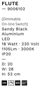 Veioza, lampa de masa LED Flute negru