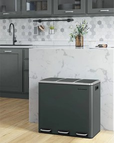 Coș de reciclare SORT 54 l (3×18 l), antracit/argintiu SongmicsHome