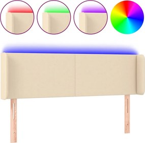 vidaXL Tăblie de pat cu LED, crem, 147x16x78/88 cm, textil