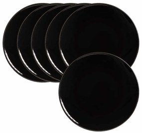 Set 6 farfurii desert culoare neagra, 20 cm