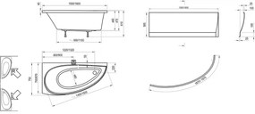 Ravak CT01000000 - Cadă de colț AVOCADO 150x75 cm acrilică/albă