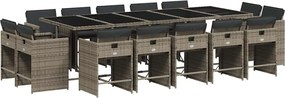 vidaXL Set mobilier de grădină cu perne, 15 piese, gri, poliratan