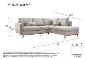 Colțar extensibil cu șezlong pe partea dreaptă Miuform Scandic Lagom L, bej