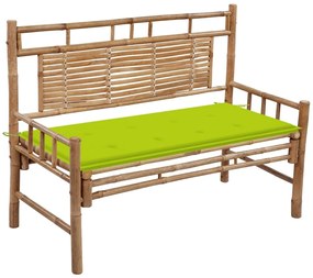 Banca de gradina cu perna, 120 cm, bambus 120 x 50 x 4 cm, verde aprins, 1, verde aprins