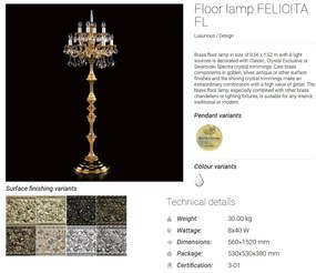 Lampadar, lampa de podea Cristal Bohemia Exclusive FELICITA FL