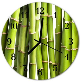 Ceas de perete din sticla rotund Bambus Bamboo Green