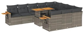 3327651 vidaXL Set mobilier de grădină cu perne, 10 piese, gri, poliratan