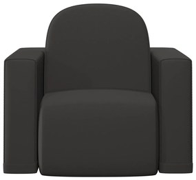 325515 vidaXL Canapea pentru copii 2-în-1, negru, piele ecologică