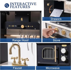 Bucatarie copii din lemn moderna neagra