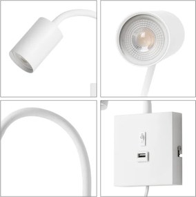 Immax NEO 08296L - Lampă de perete cu USB PUNTO 1xGU10/9W/230V albă