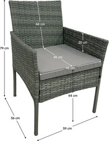 Set 4 piese din ratan,pentru grădină, gri, RATANA 2 NEW
