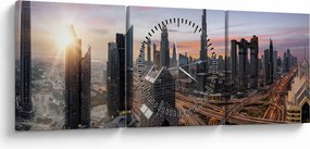 Tablou - Panorama din Dubai (cu ceas) (90x30 cm)