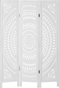 HOMCOM Paravan Interior cu 3 Panouri, Separator Pliabil de Interior, din Lemn Cioplit, 120x170 cm, Alb | Aosom Romania