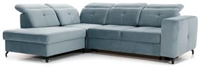 Canapea de colț cu funcție de dormit Belavio L Stânga - Albastru marin țesătură de acoperire Monolith 77