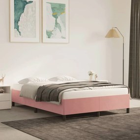 347329 vidaXL Cadru de pat, roz, 140x200 cm, catifea