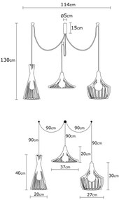 Lustră pe cablu MEZOPOTAMYA 3xE27/40W/230V auriu
