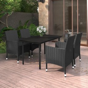 vidaXL Set mobilier de grădină cu perne 5 piese poliratan &amp; sticlă