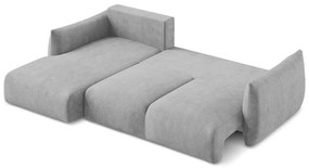 Colțar gri deschis extensibil cu tapițerie din chenille (cu colț pe partea stângă/cu șezlong) Leila – Makamii