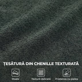 HOMCOM Canapea 3 Locuri fără Structură, cu Șezut Generos și Spumă Groasă, din Chenille, Verde Închis | Aosom Romania
