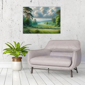 Tablou pe sticlă - Peisaj verde (70x50 cm)