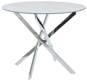 Masa rotunda Agis marmura alba/argintiu ø90/h71 cm