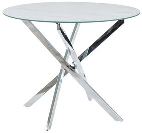 Masa rotunda Agis marmura alba/argintiu ø90/h71 cm