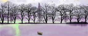 Tablou - Barcă pe lac (120x50 cm)