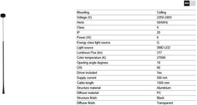 Pendul LED stil minimalist DIANA 80 negru