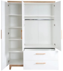 Șifonier pentru copii alb cu aspect de lemn de stejar 135x200 cm Finn – Roba