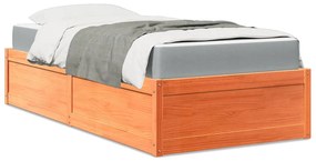 vidaXL Pat cu saltea, maro ceruit, 90x190 cm, lemn masiv pin