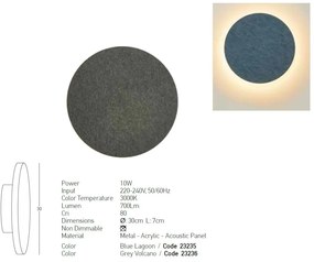 Aplica LED ambientala design circular ACOUSTIC D-30cm blue