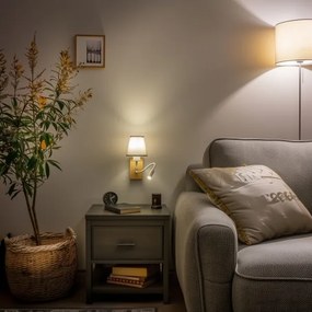 Lampă LED de perete Brilagi NUBILA WOOD 1xE27/25W/230V + LED/3W stejar/gri