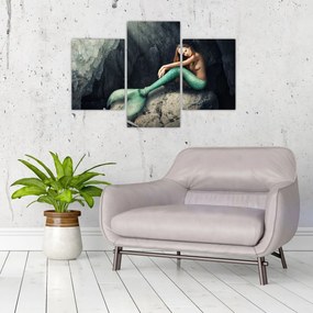 Tablou - Sirena pe stâncă (90x60 cm)