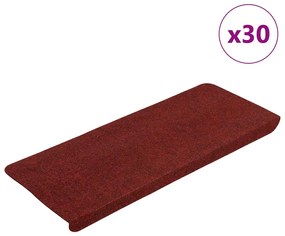 vidaXL Covorașe scară autoadezive 30 buc Roșu 65x24,5x3,5 cm