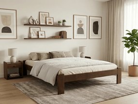 Pat ADA 140x200 cm stejar Saltele: Cu saltele Deluxe 10 cm, Somiera pat: Cu lamele drepte